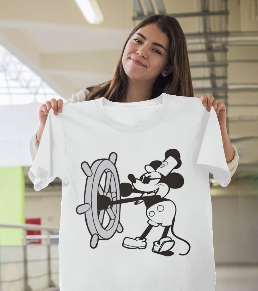 Steamboat Willie Mickey Mouse Pirate Steering Wheel T-Shirt