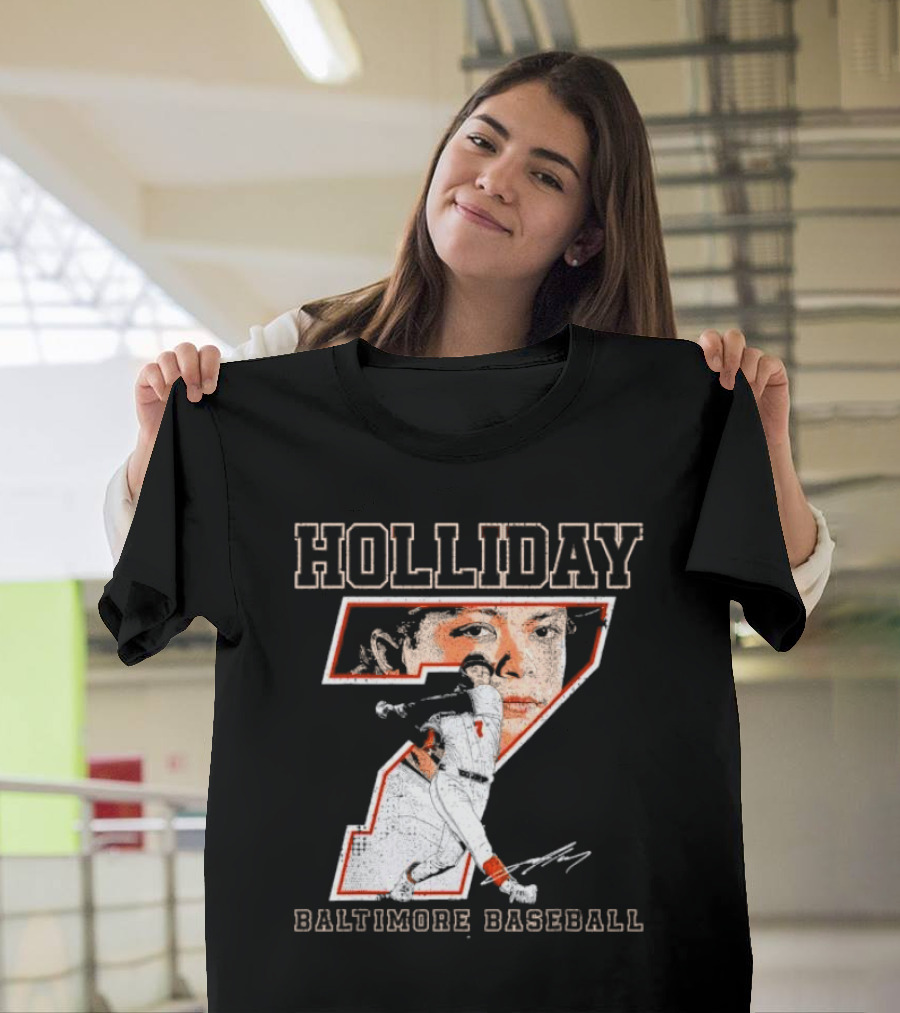 Holliday Number 7 Baltimore Baseball Signature T-Shirt
