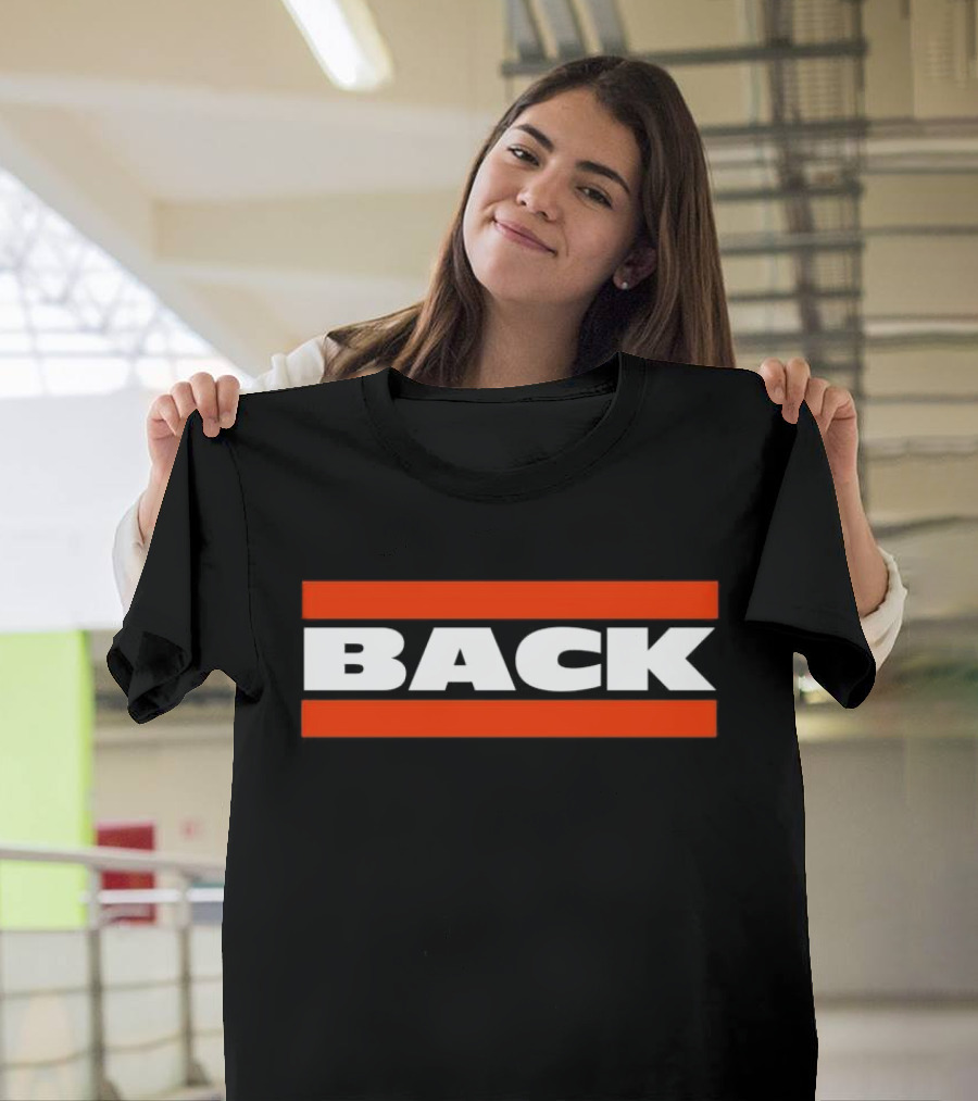 Chicago Bears Back Bold Text with Orange Stripes T-Shirt