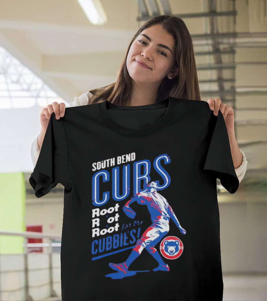 South Bend Cubs Root Root Root for the Cubbies Baseball Pitcher T-Shirt
