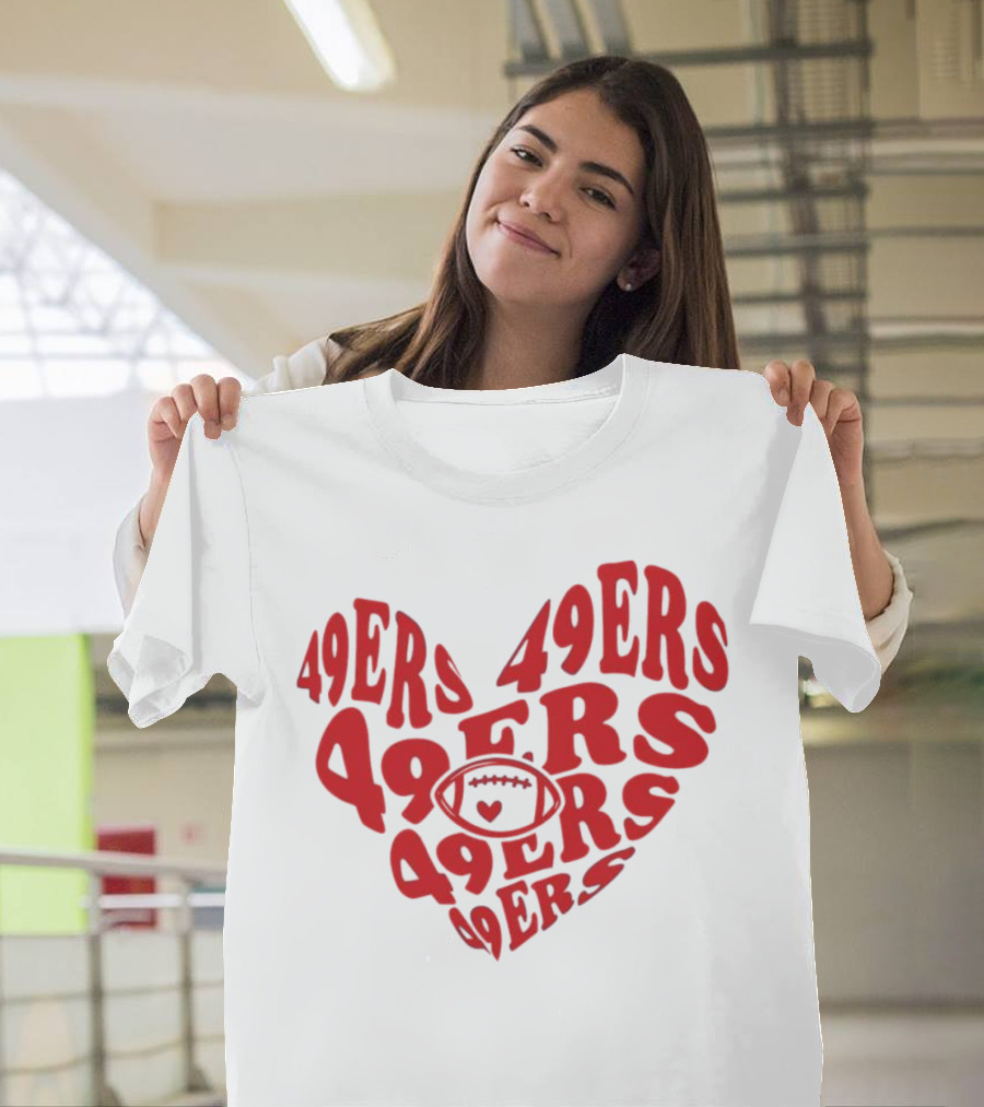 49ers Football Heart Typography T-Shirt