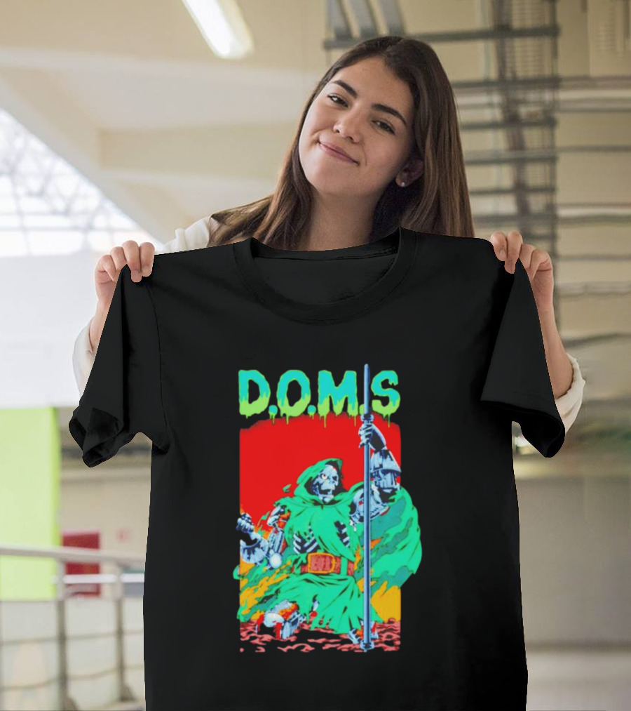 D.O.M.S Skeleton Warrior in Green Cloak Holding Staff T-Shirt
