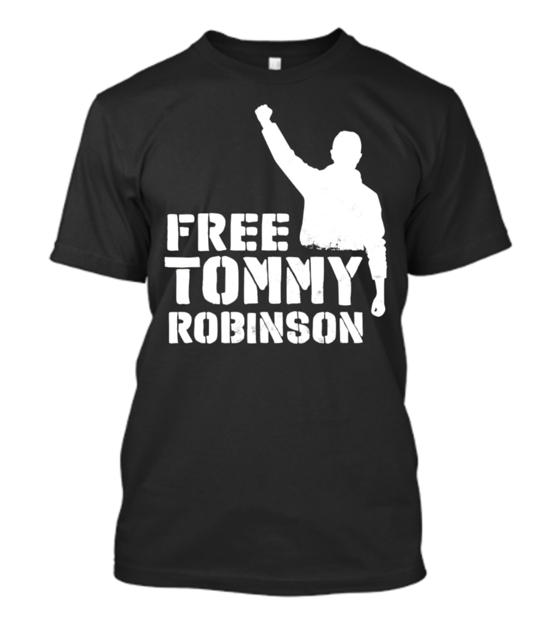 Free Tommy Robinson Silhouette Fist Raised Protest T-Shirt