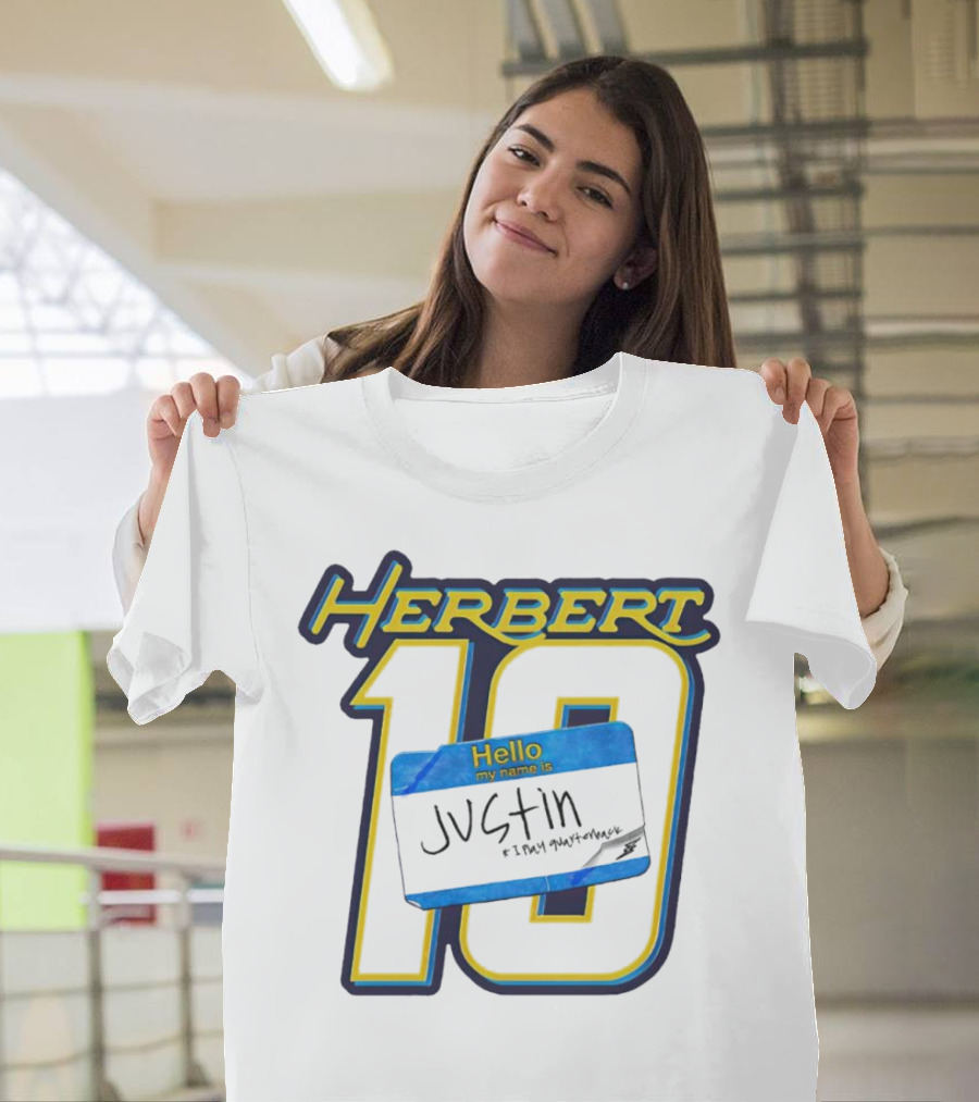 Herbert 10 Hello My Name Is Justin I Play Quarterback T-Shirt