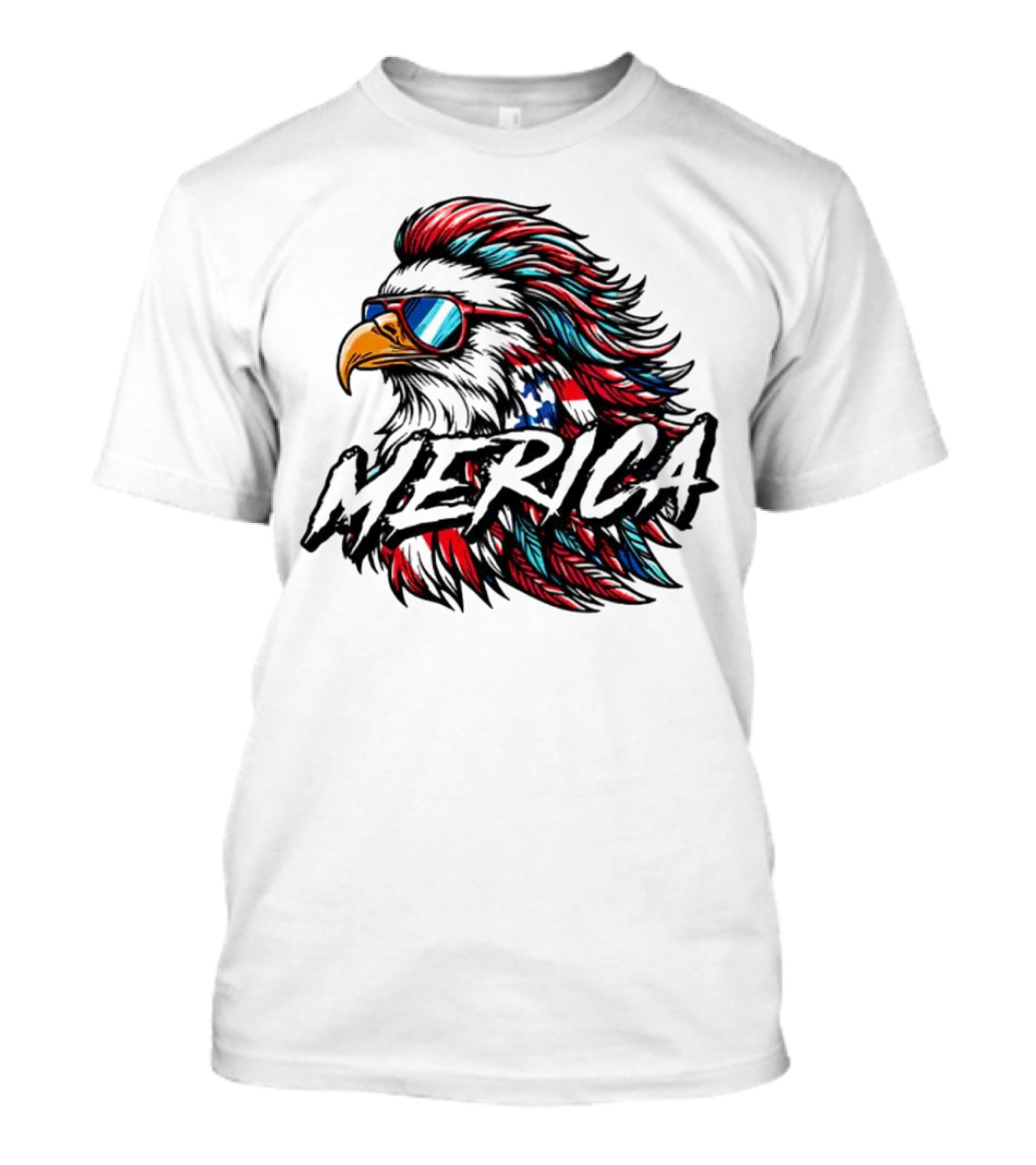 Merica Mullet Eagle With Patriotic Sunglasses And Americana Colors T-Shirt