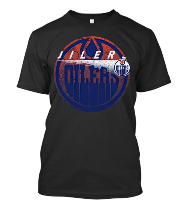 NHL Edmonton Oilers Cracked Ice Logo Hockey Oilers T-Shirt