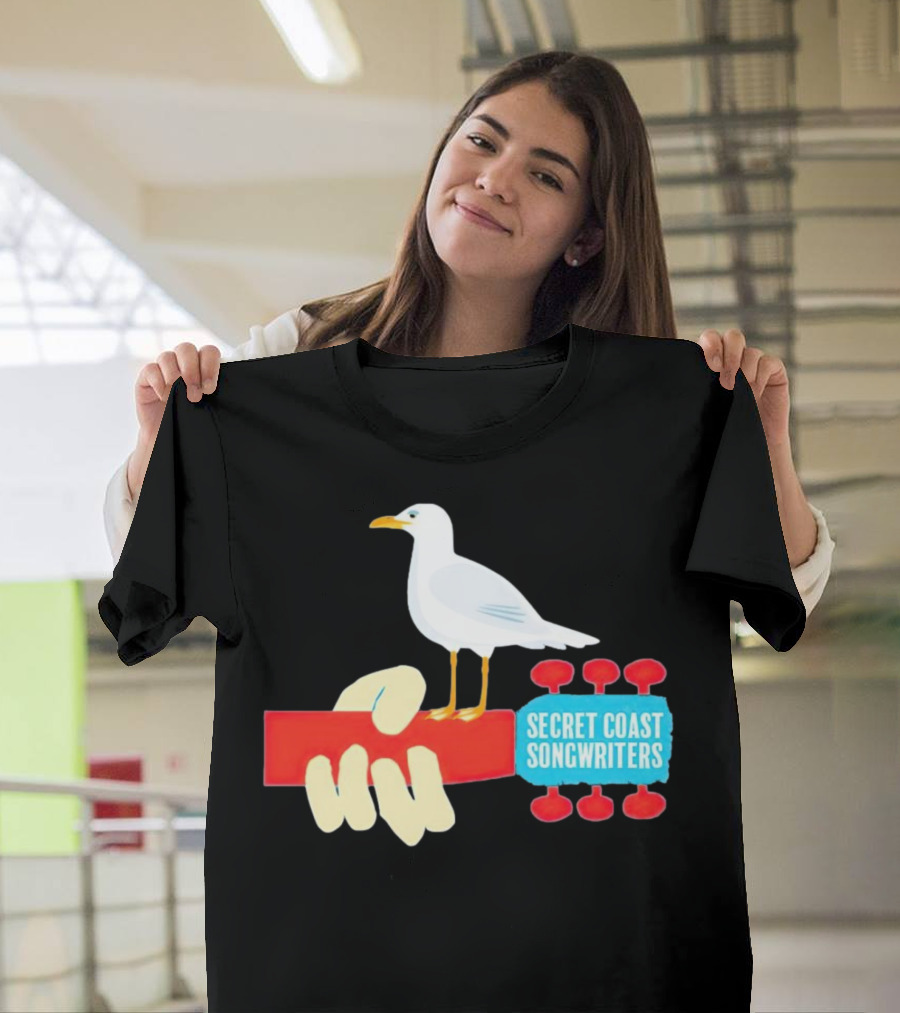 Secret Coast Songwriters Seagull on Red Guitar Neck T-Shirt