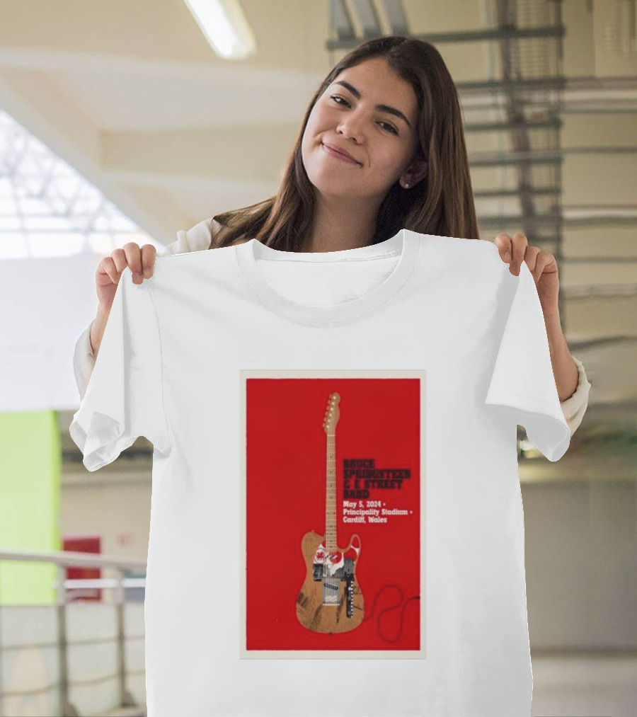 Bruce Springsteen E Street Band Principality Stadium May 5 2024 Cardiff Wales Guitar T-Shirt
