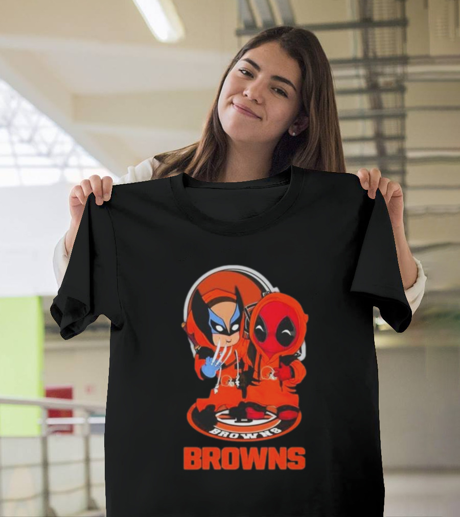 Cleveland Browns Marvel Wolverine Deadpool Browns Fans T-Shirt