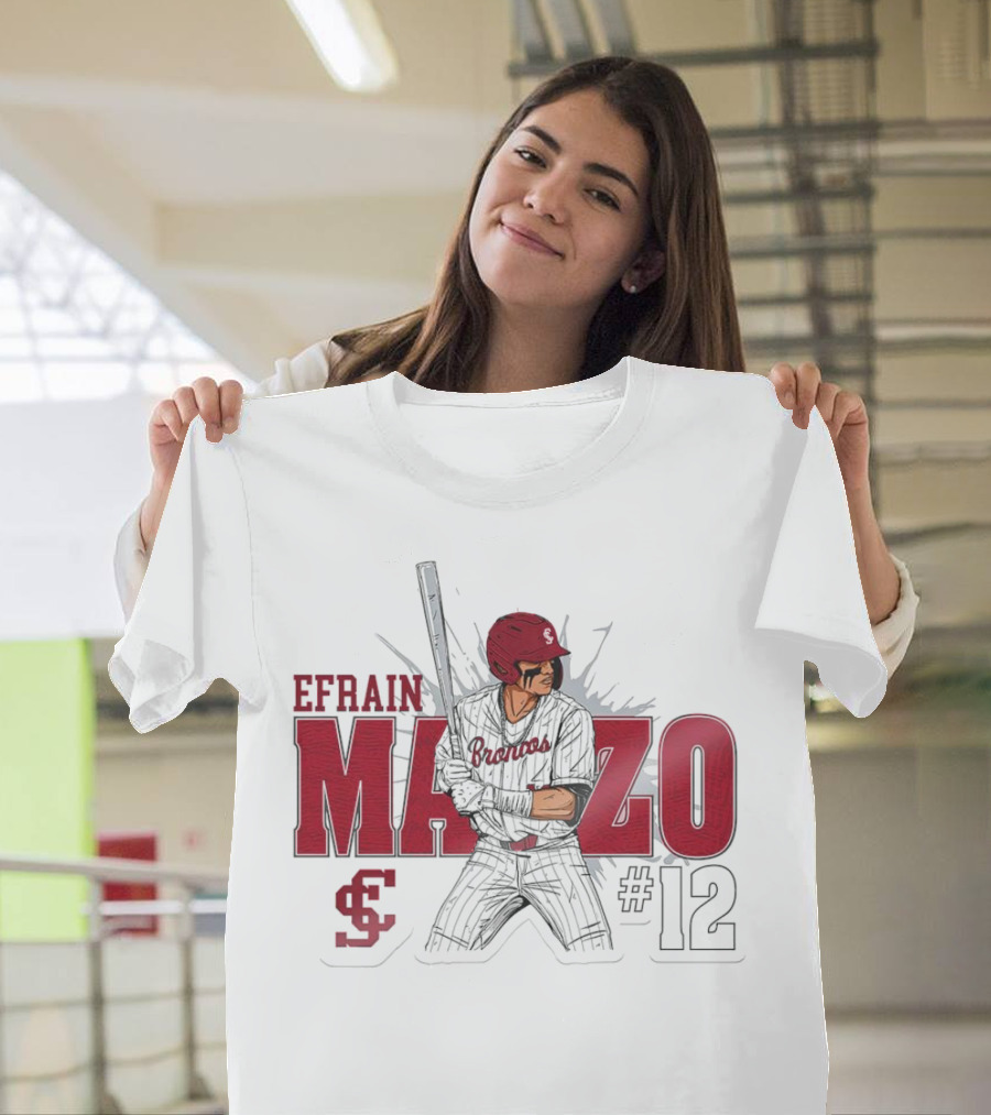 Efrain Manzo SCU Broncos Baseball #12 T-Shirt