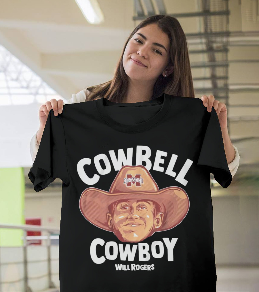 Cowbell Cowboy Will Rogers Mississippi State Bulldogs T-Shirt