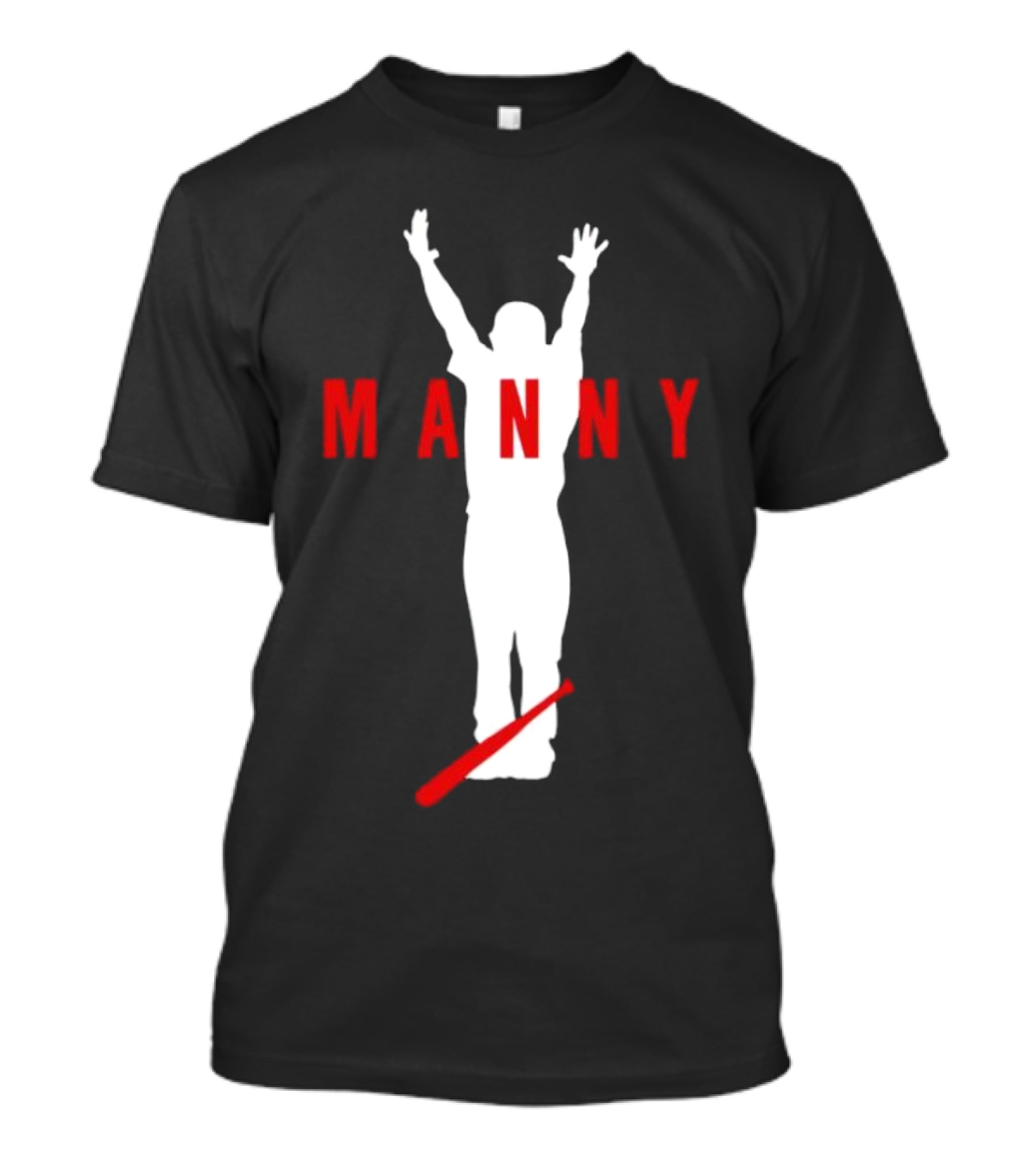 Manny Baseball Bat Silhouette With Raised Arms T-Shirt