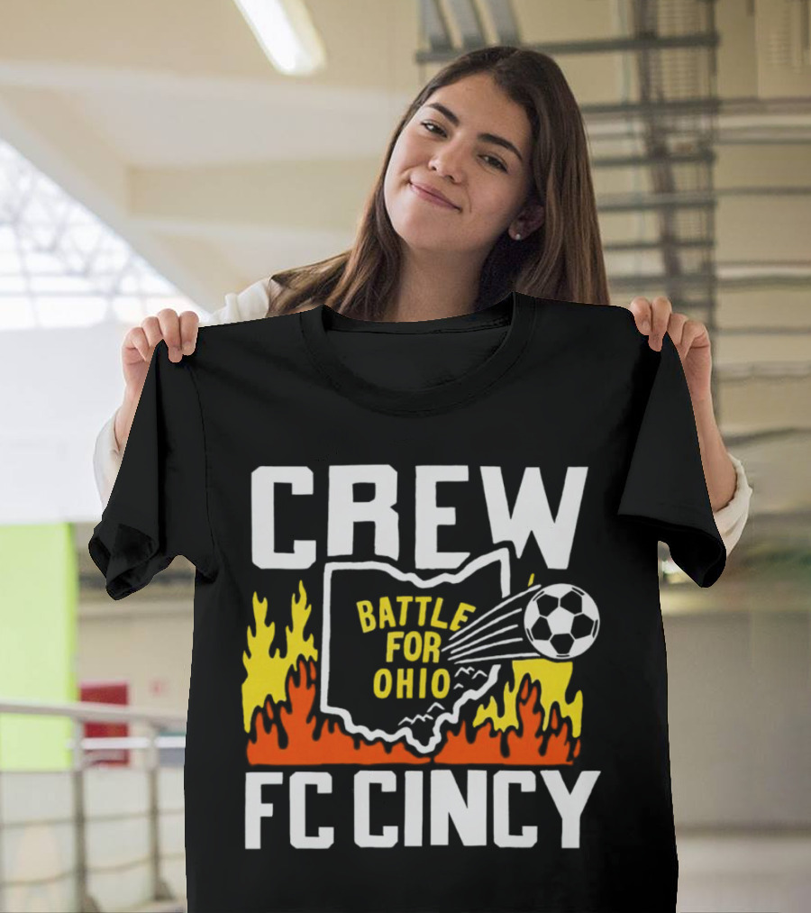 CREW Battle for Ohio FC Cincy Soccer Rivalry Flame Soccer Ball T-Shirt