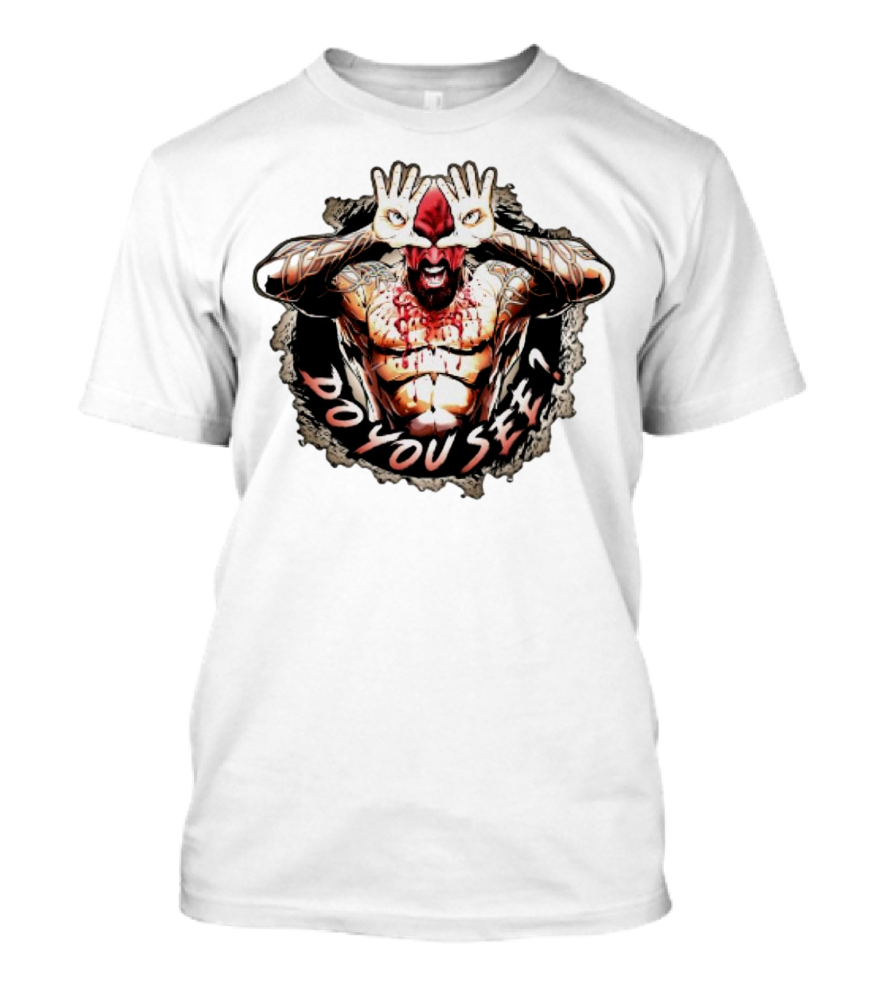 Franky The Mobster FTM Do You See Tattooed Figure With Hands Forming Eye Mask T-Shirt