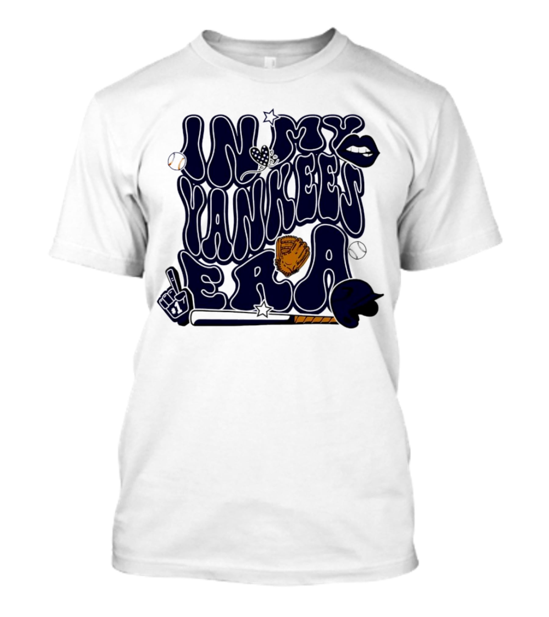 In My Yankees Era Baseball Bat MLB Baseball Lips Glove Yankees Era T-Shirt