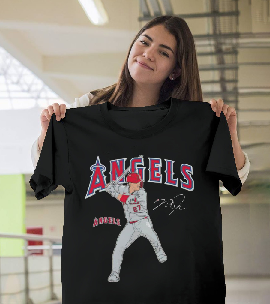 Mike Trout 27 Los Angeles Angels Swing Signature T-Shirt