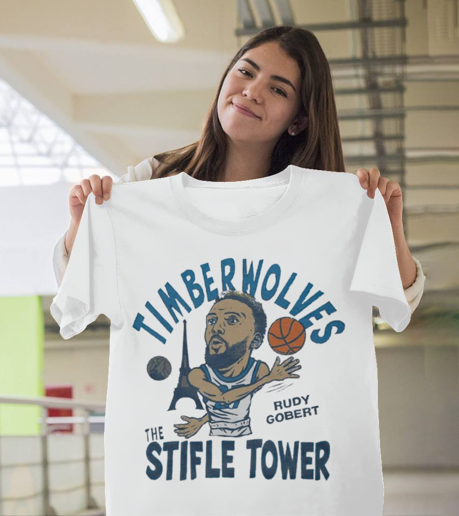 Timberwolves Rudy Gobert The Stifle Tower Basketball Player With Eiffel Tower And Basketball T-Shirt