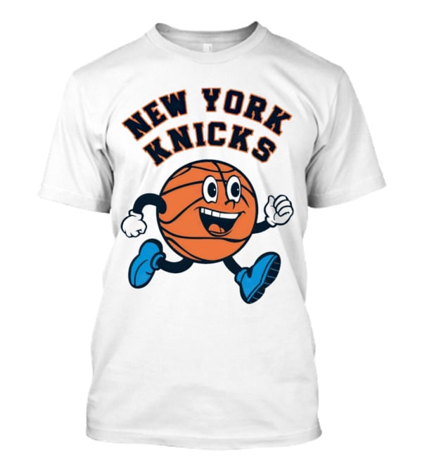 New York Knicks Basketball Running Ball Cartoon Face T-Shirt