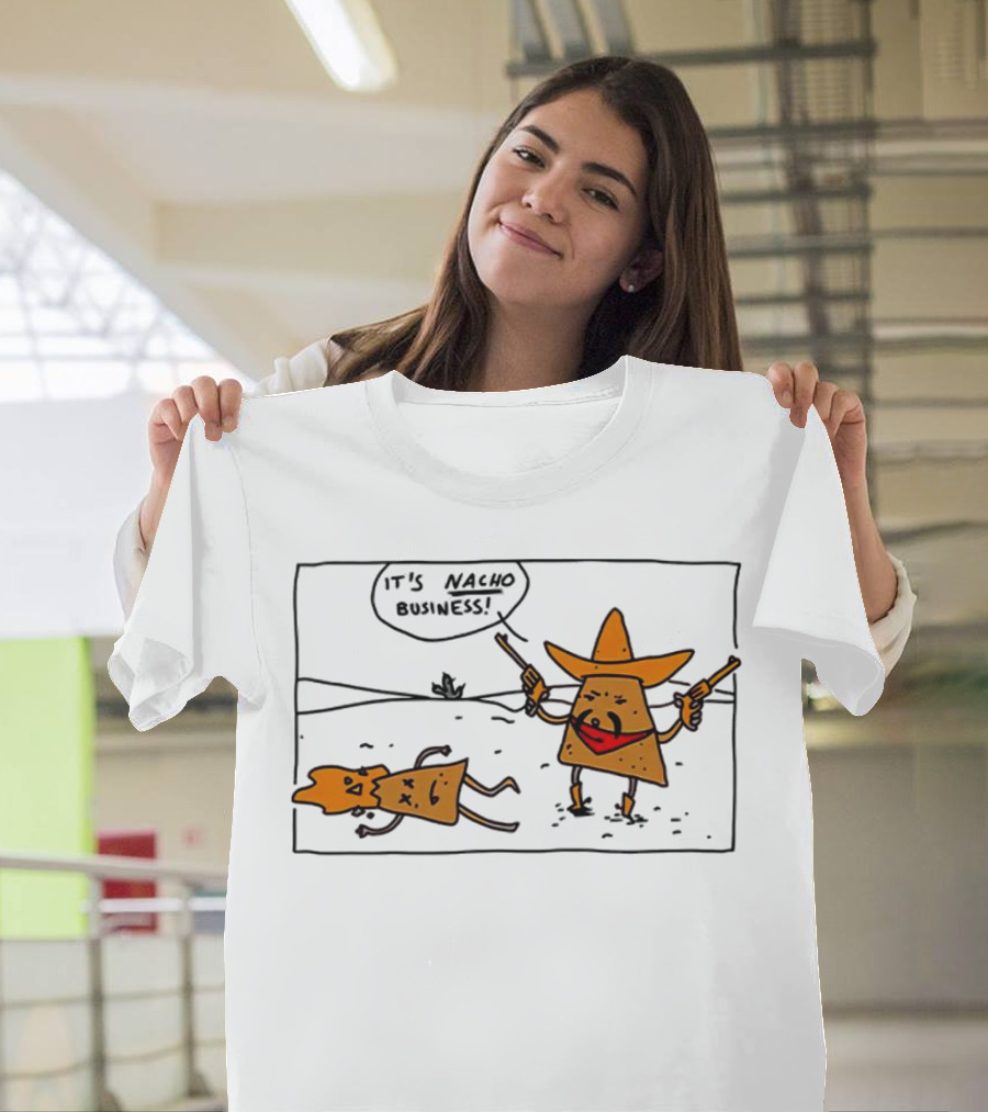 It’s Nacho Business Sombrero Pistols Cartoon Scene T-Shirt