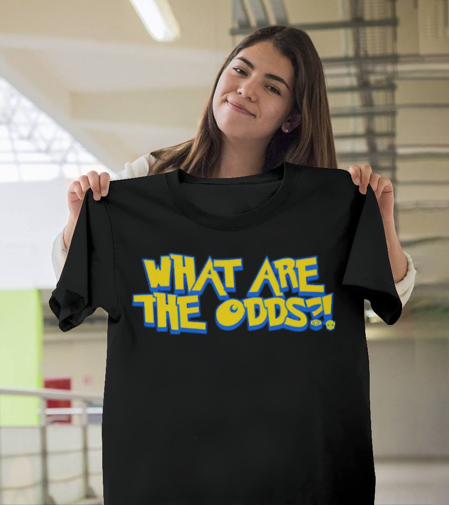 What Are the Odds Dice Playful Yellow Blue Typography T-Shirt