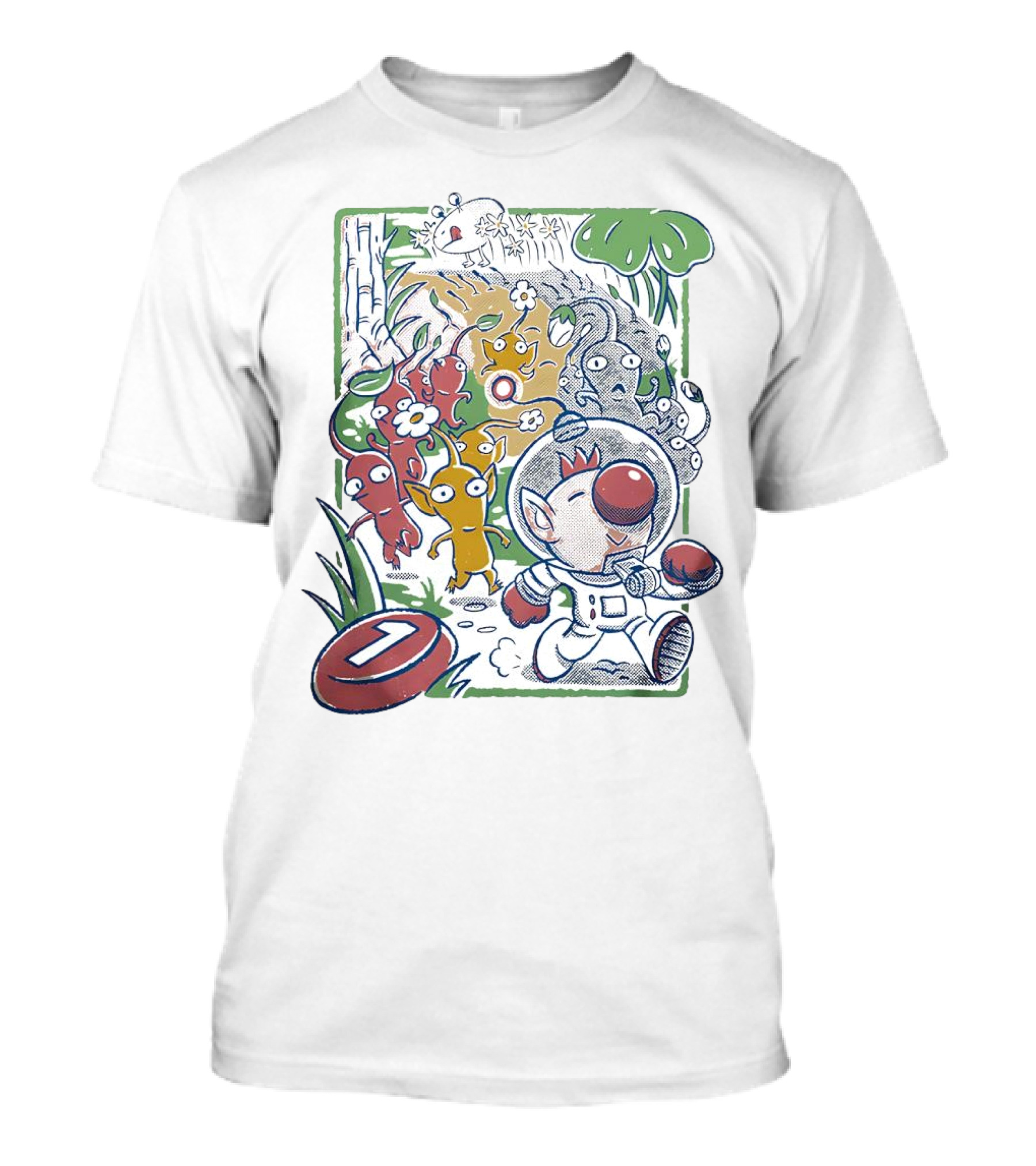 Captain Olimar And Colorful Pikmin Exploration Adventure T-Shirt