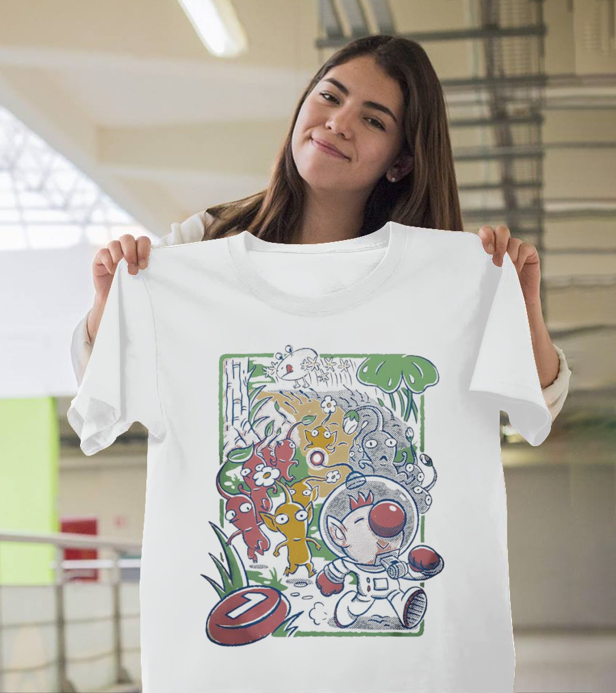 Captain Olimar And Colorful Pikmin Exploration Adventure T-Shirt