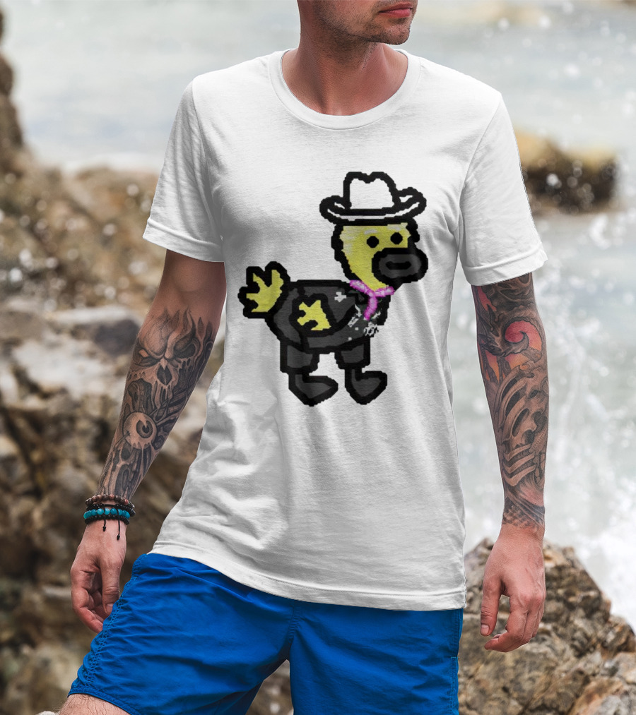 Ken Gosling Pixel Art Cowboy Duck With Hat And Scarf T-Shirt