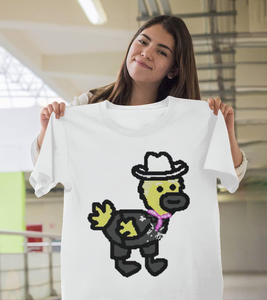 Ken Gosling Pixel Art Cowboy Duck With Hat And Scarf T-Shirt