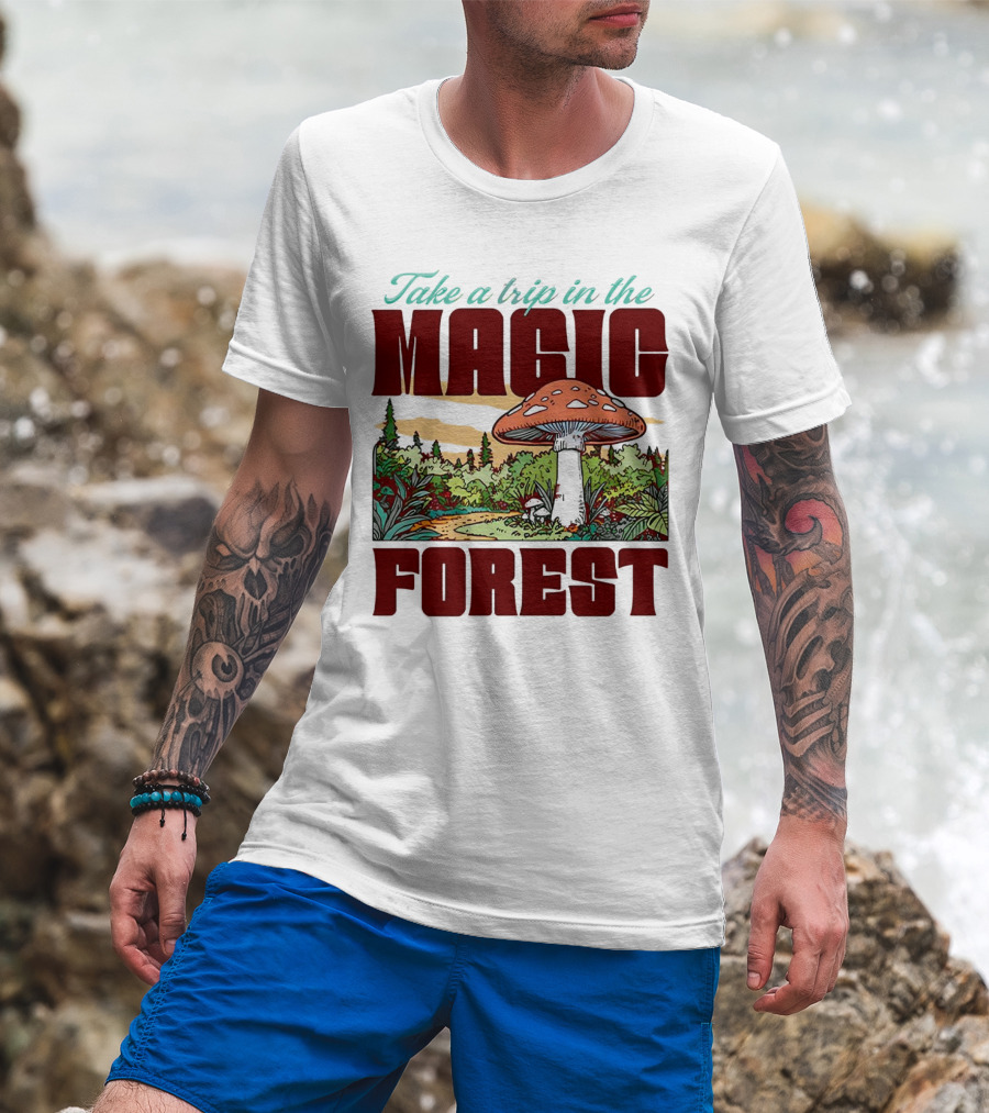 Take A Trip In The Magic Forest With Enchanted Mushroom Pathway T-Shirt