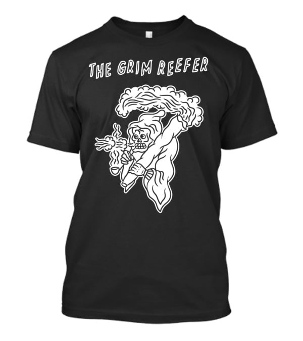The Grim Reefer Skeleton Smoking Weed T-Shirt