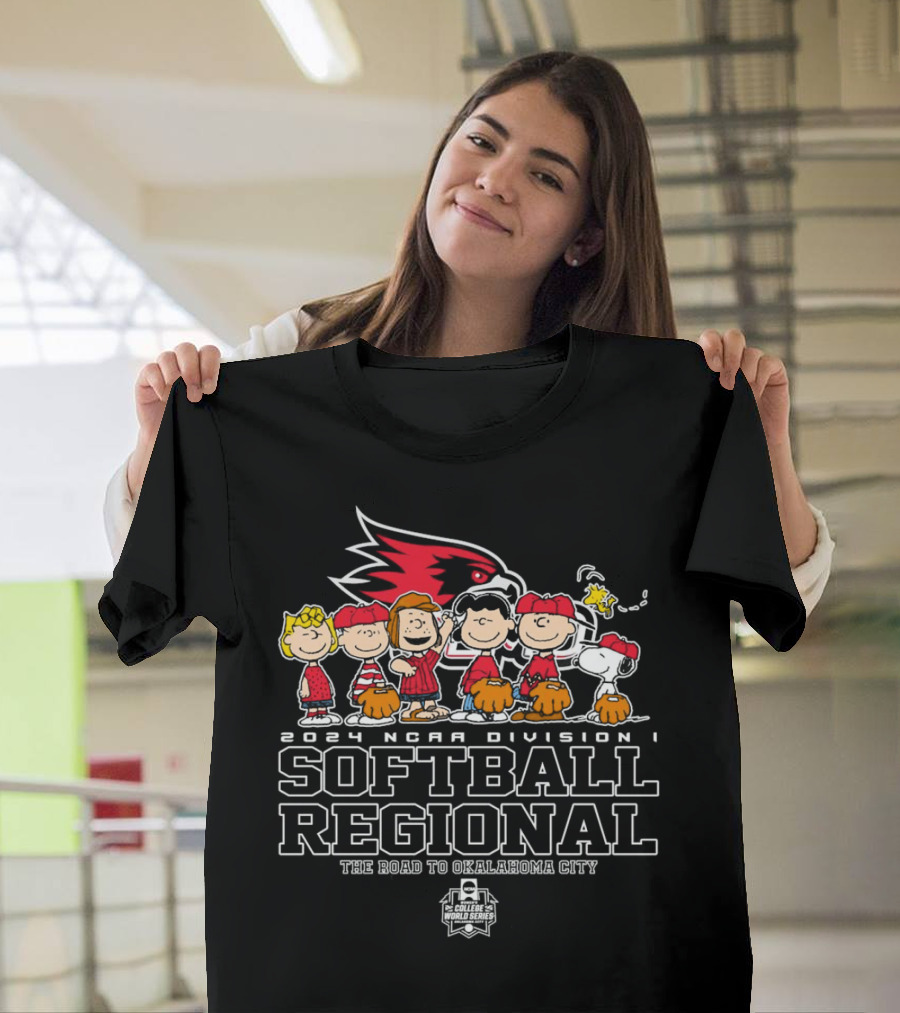 Peanuts Characters 2024 NCAA Division I Softball Regional SEMO Redhawks The Road to Oklahoma City T-Shirt