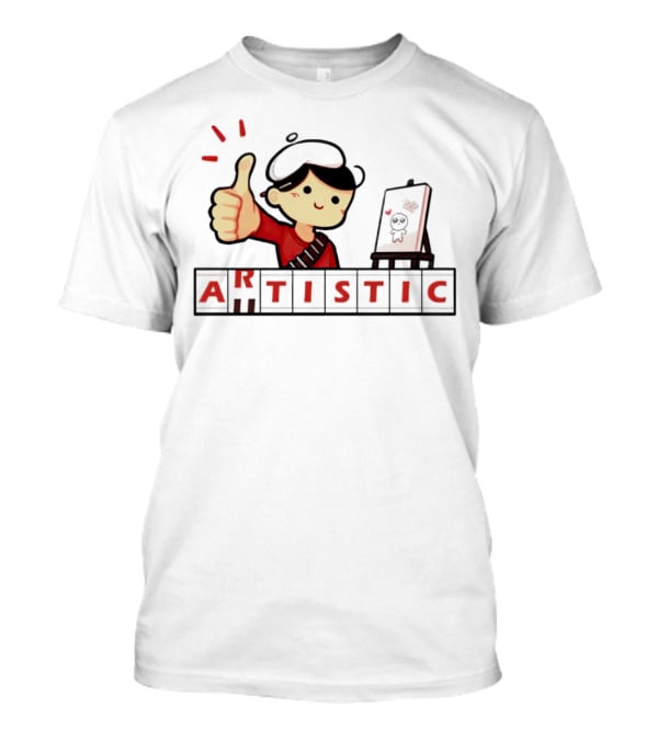 Arutistic Artistic Charm Thumbs Up Painter Kid With Sheep Canvas T-Shirt