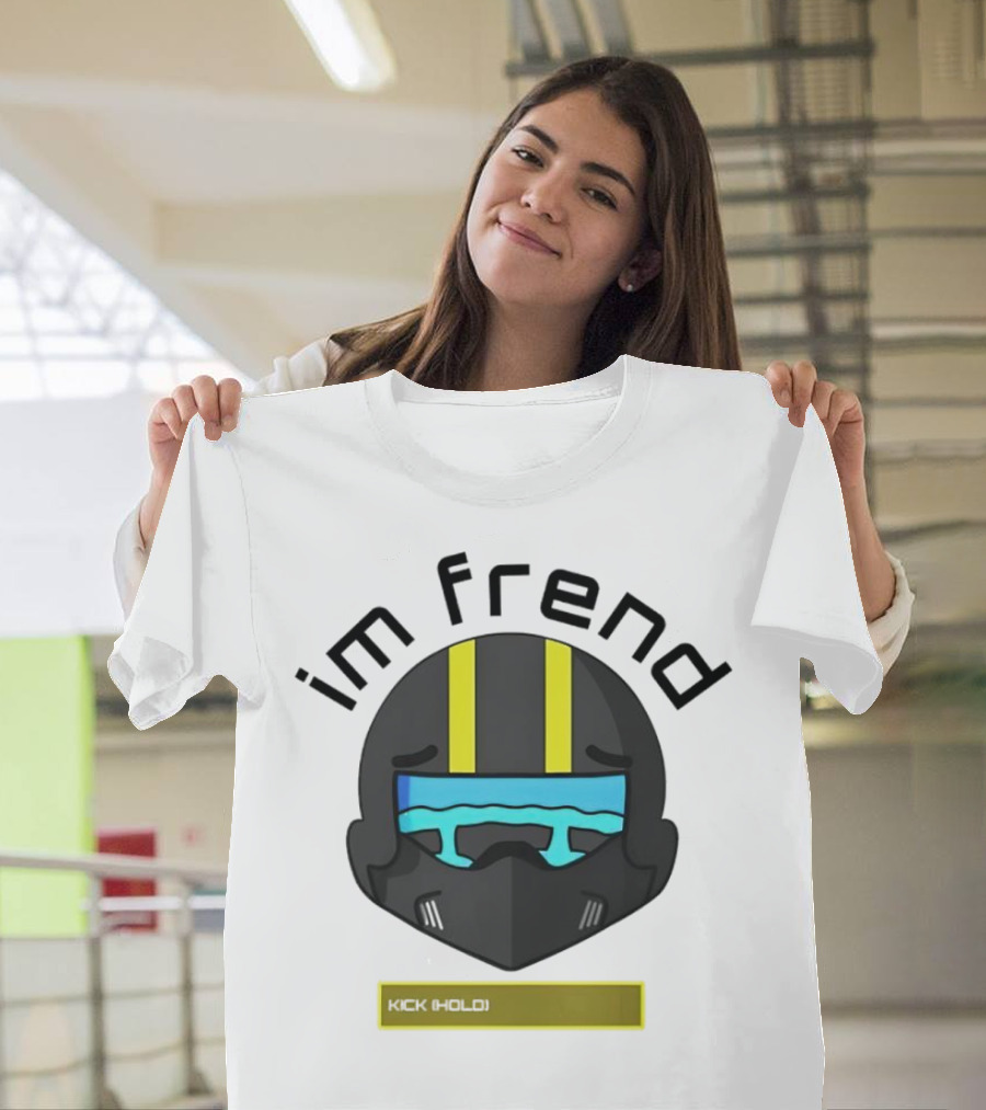 im frend Kick Hold Black Helmet Yellow Stripes Blue Visor T-Shirt