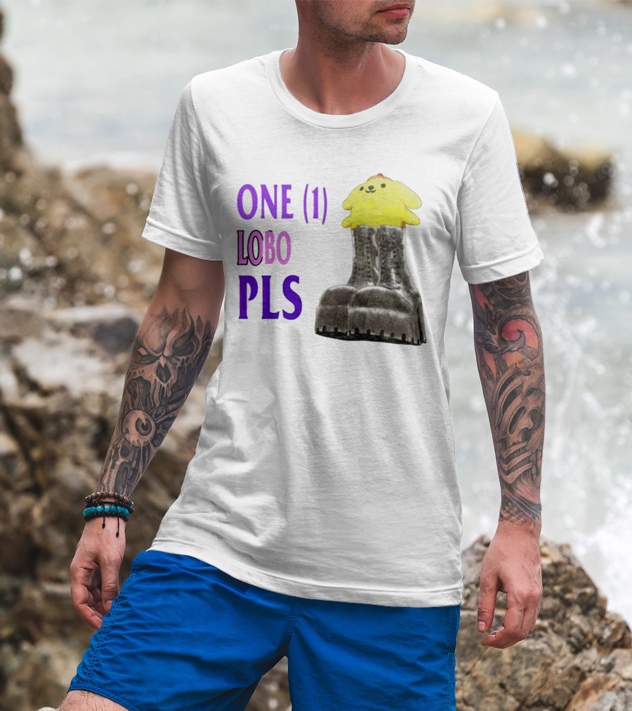 ONE LOBO PLS Yellow Character Black Boots T-Shirt