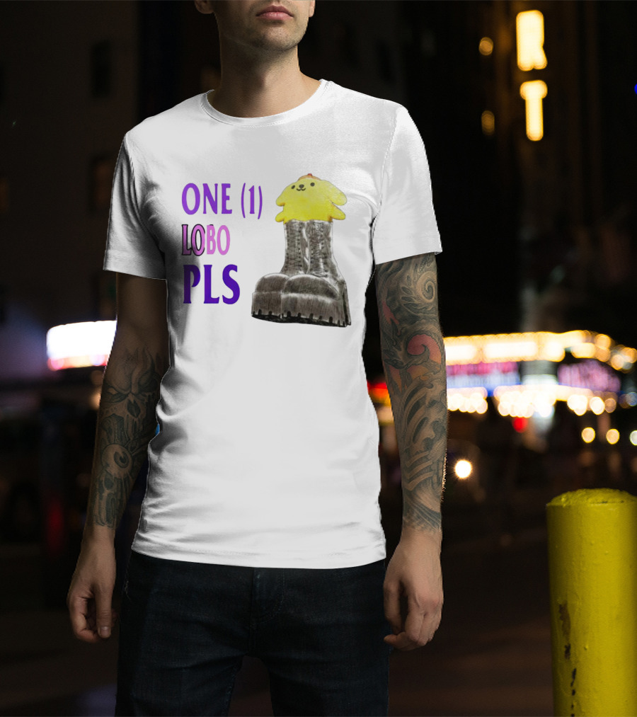 ONE LOBO PLS Yellow Character Black Boots T-Shirt
