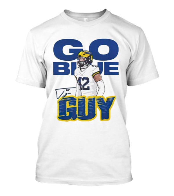 Go Blue Tj Guy 42 Football Player T-Shirt