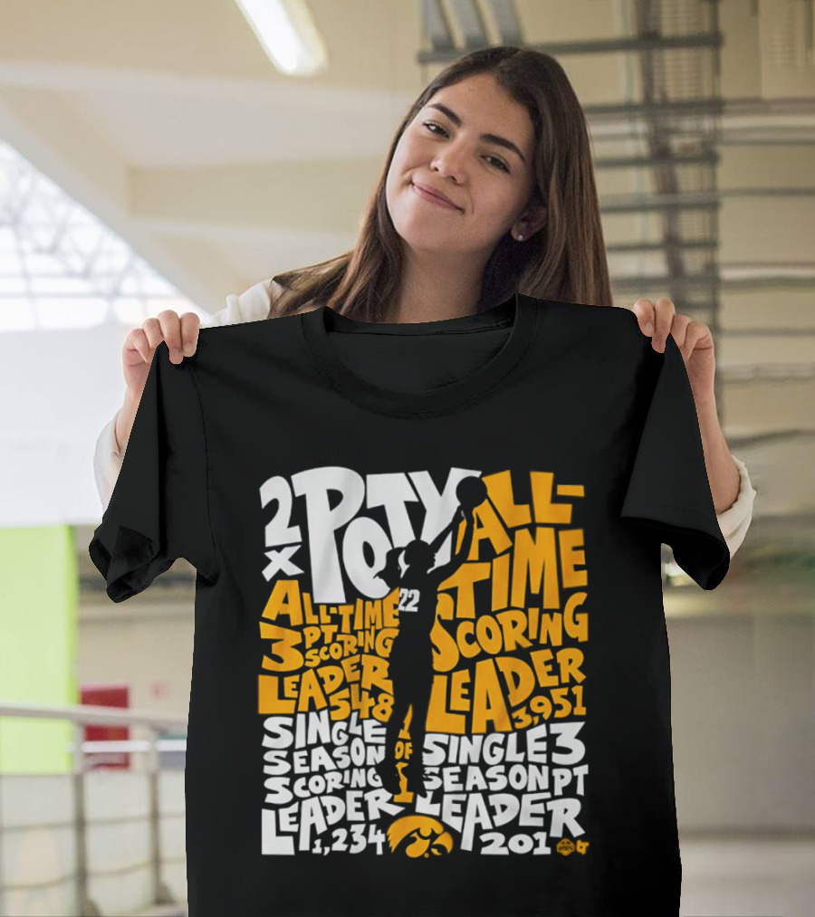 2X POTY Iowa All Time Scoring Leader 3951 Single Season Scoring Leader 1234 T-Shirt