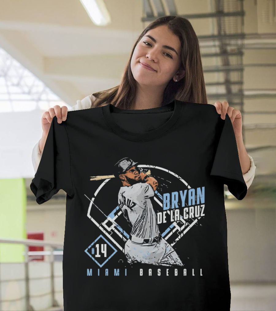 Bryan De La Cruz Miami Baseball #14 Cartoon T-Shirt