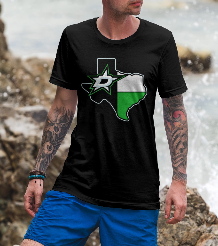 Dallas Stars NHL Texas Outline And Emblem T-Shirt