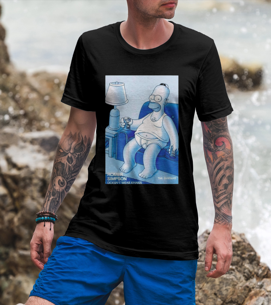 Homer Simpson Relaxing At Home With Drink And Remote Control T-Shirt