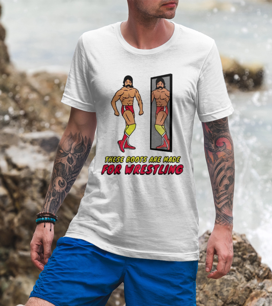 These Boots Are Made For Wrestling Reflective Wrestler Mirror Image T-Shirt