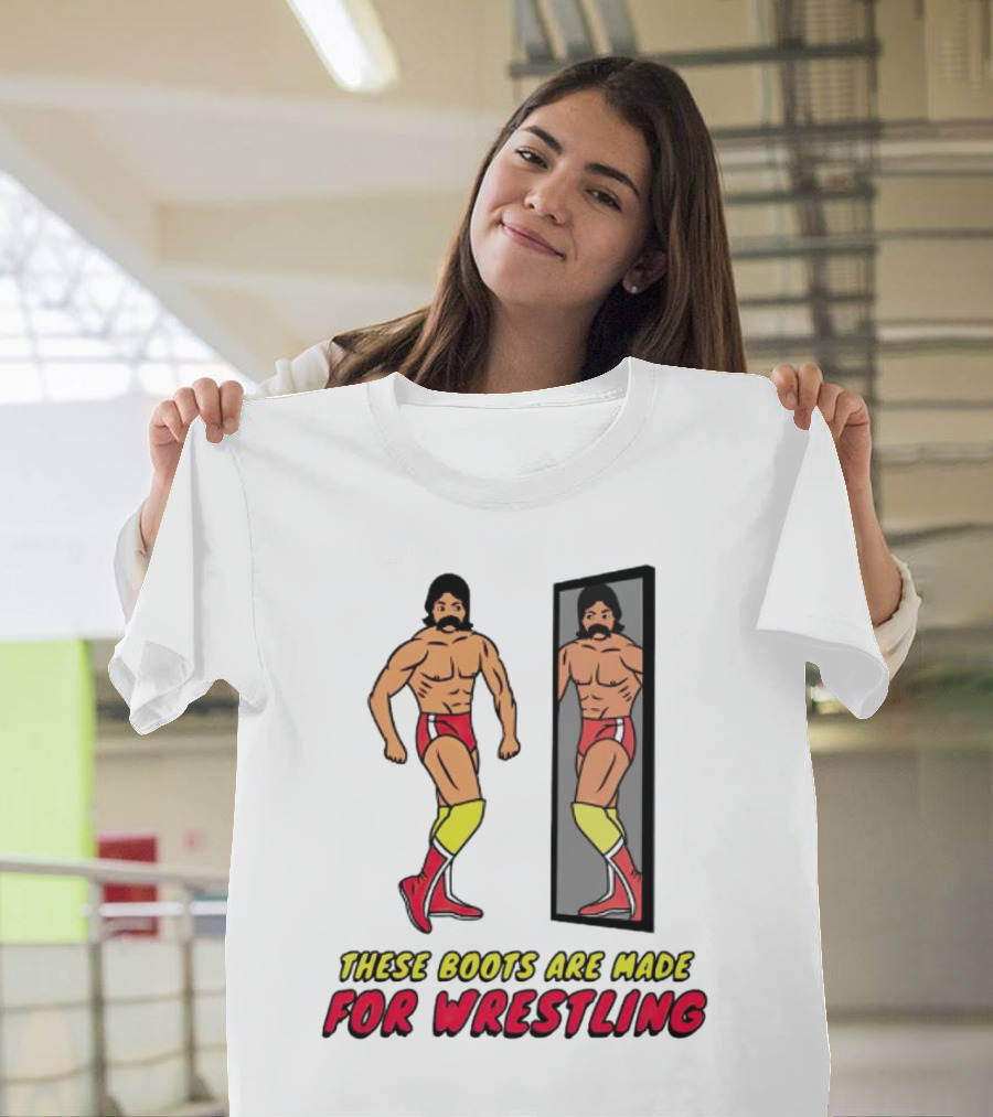 These Boots Are Made For Wrestling Reflective Wrestler Mirror Image T-Shirt
