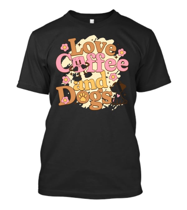 Love Coffee And Dogs Cute Floral Cartoon T-Shirt