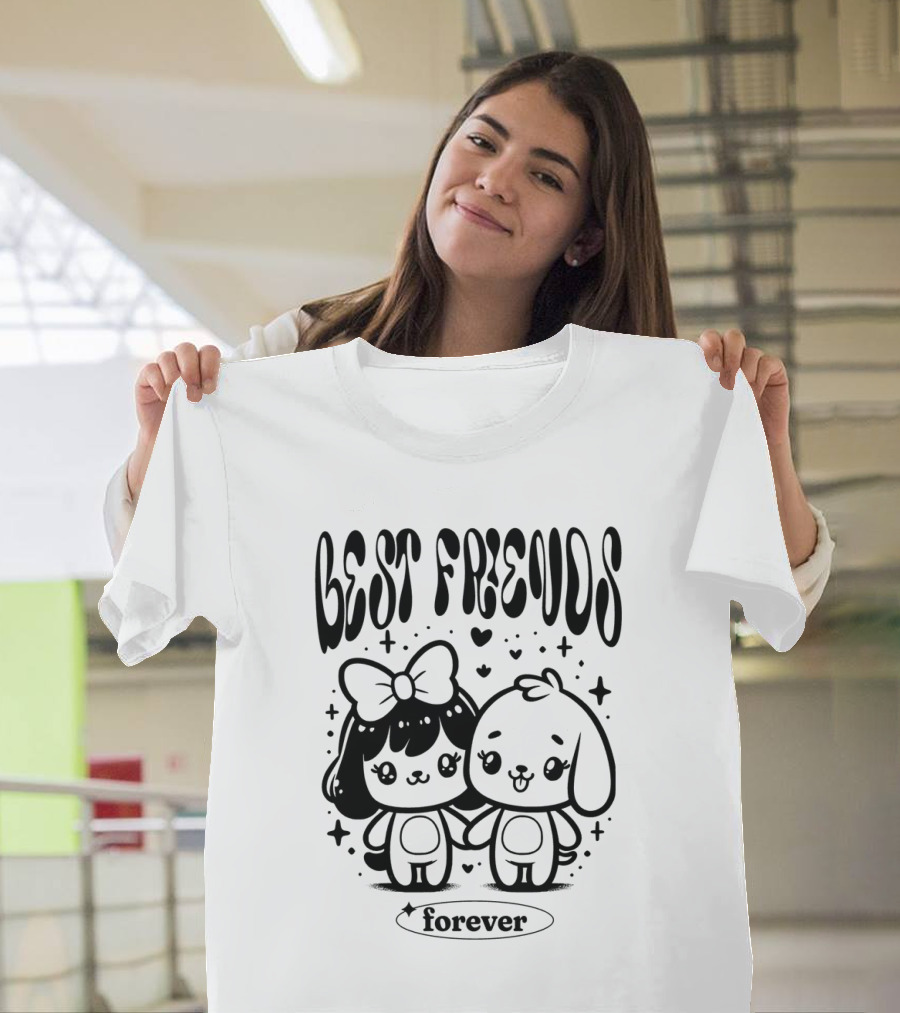 Best Freuds Forever Cute Characters With Bow And Dog T-Shirt