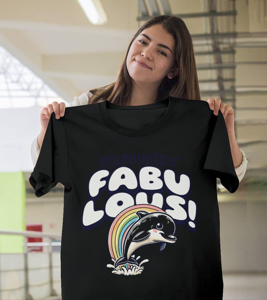 Dolphinitely Fabulous Rainbow Dolphin Splash T-Shirt