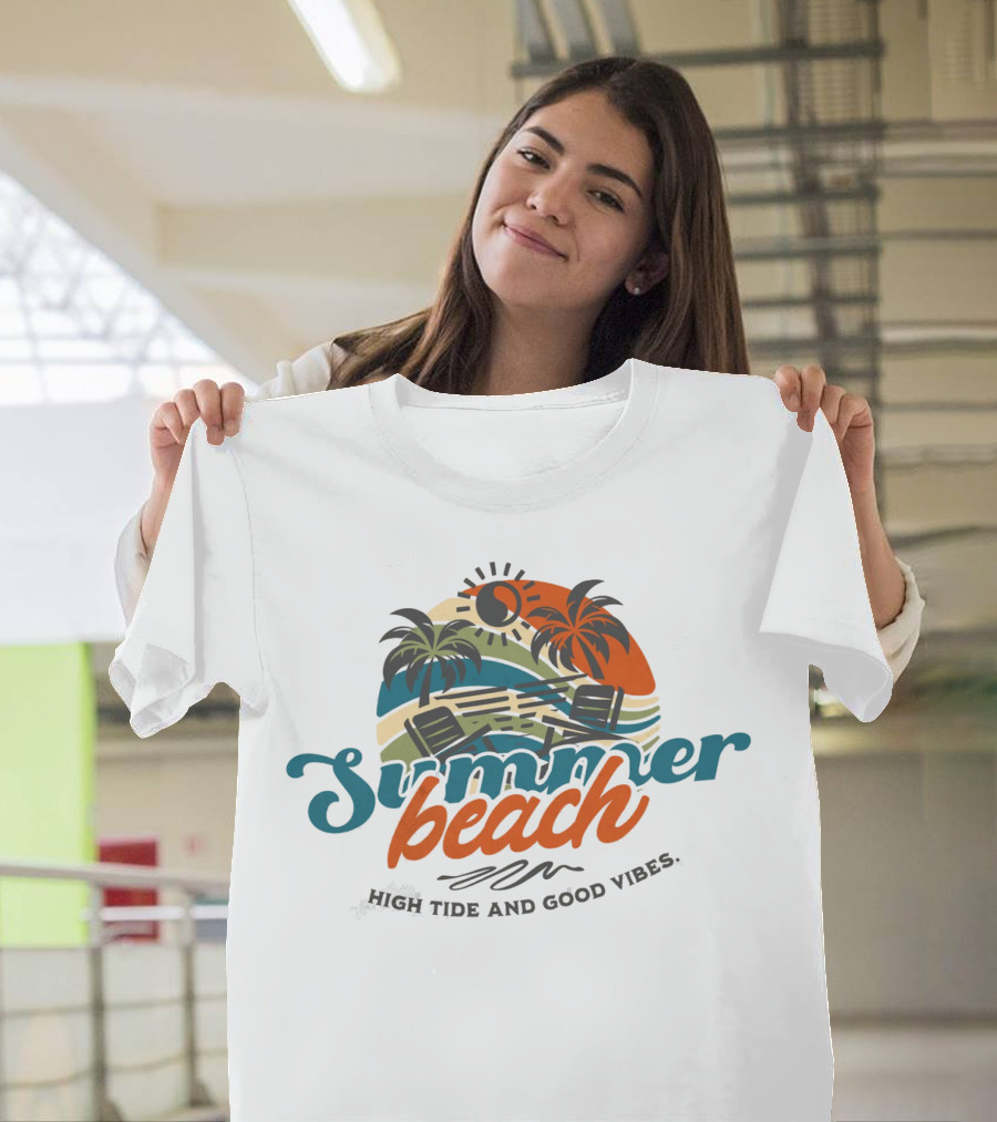 Summer Beach High Tide And Good Vibes T-Shirt
