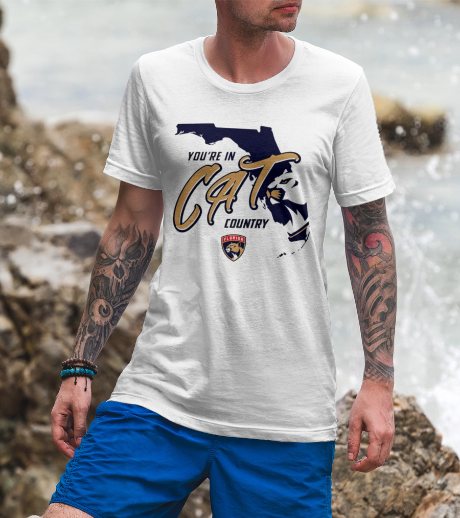 Florida Panthers You're In Cat Country Map Outline T-Shirt