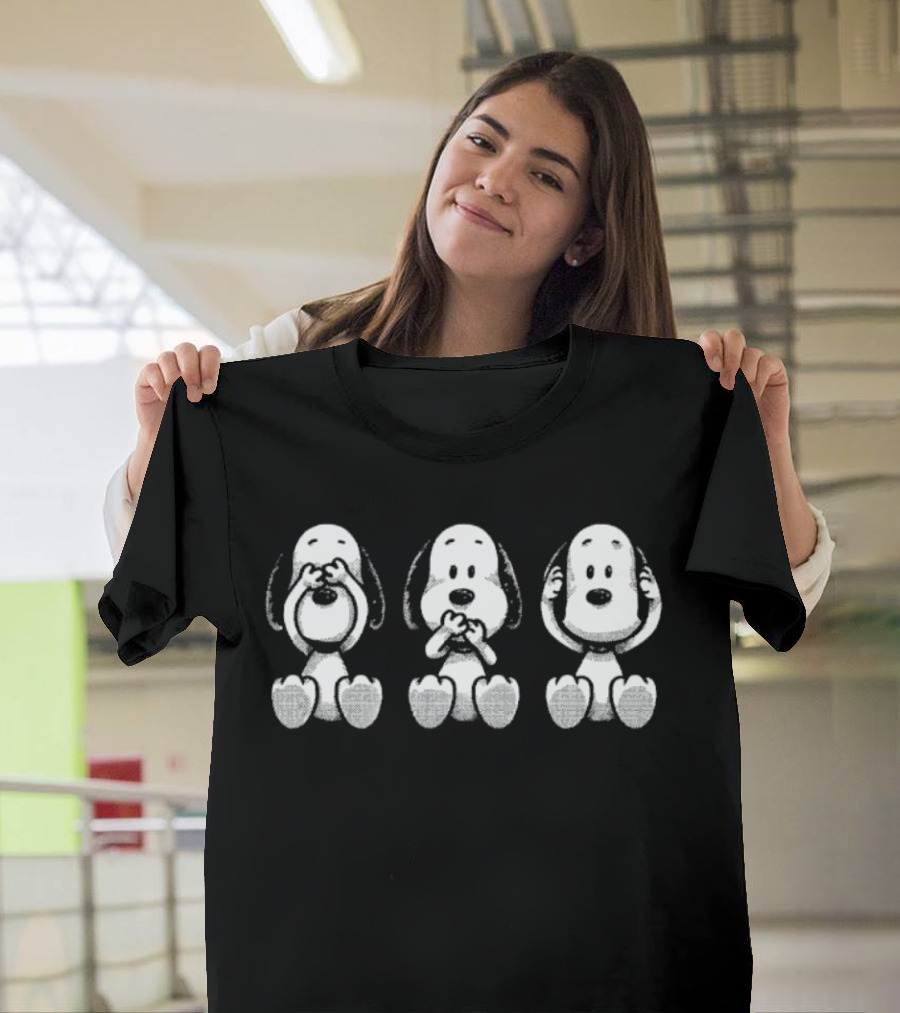 Snoopy See No Evil Hear No Evil Speak No Evil Peanuts Cartoon Characters T-Shirt