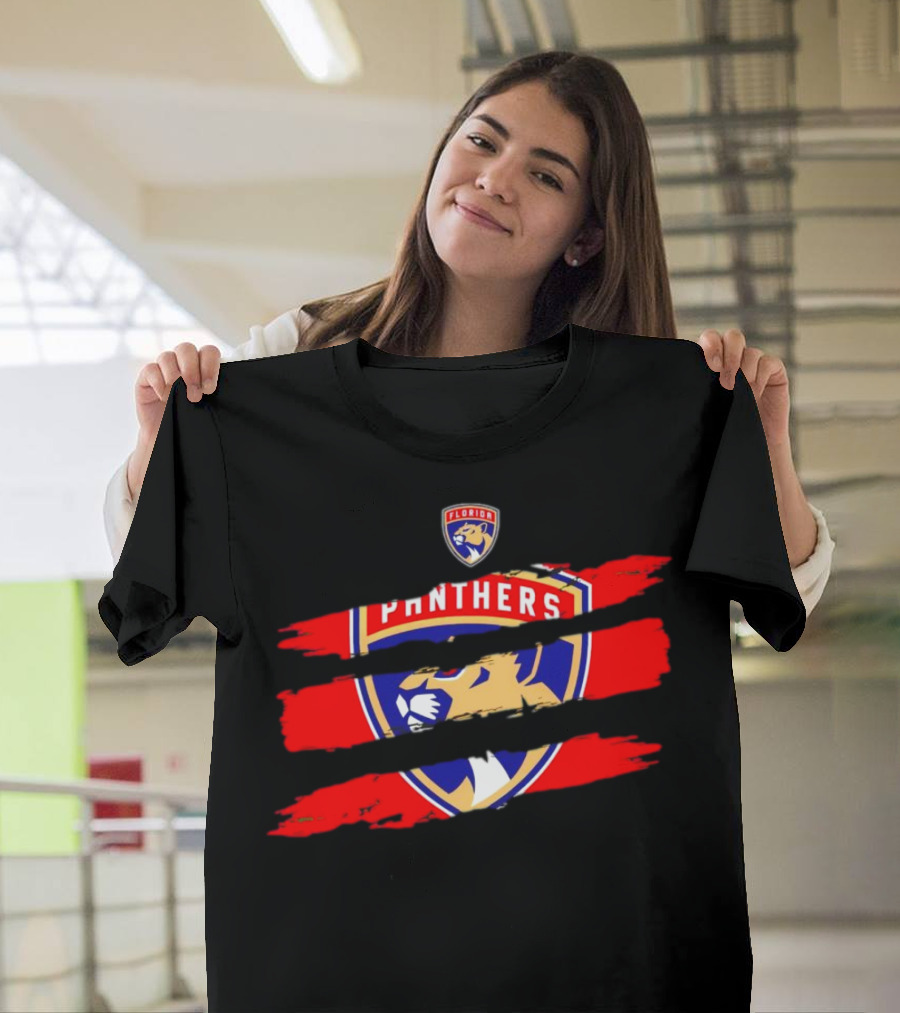 Florida Panthers Scratch Red Emblem T-Shirt