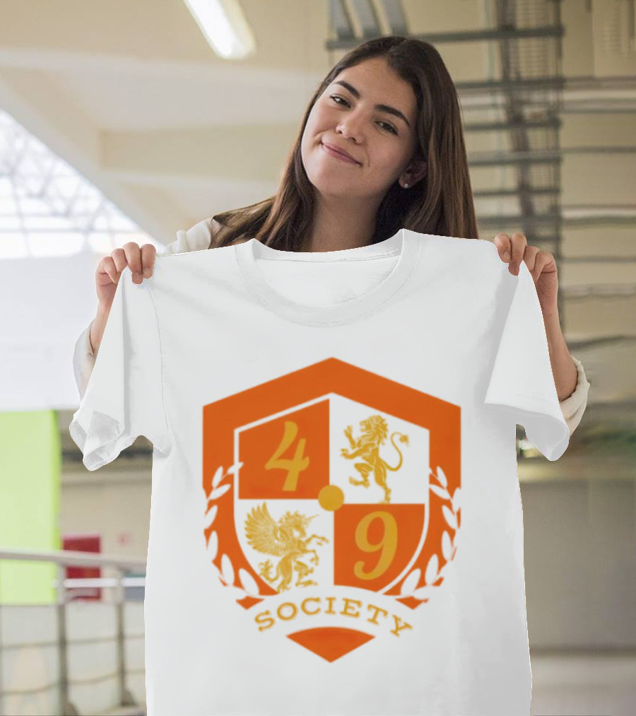 49 Society Crest with Heraldic Lion and Griffin Emblem T-Shirt